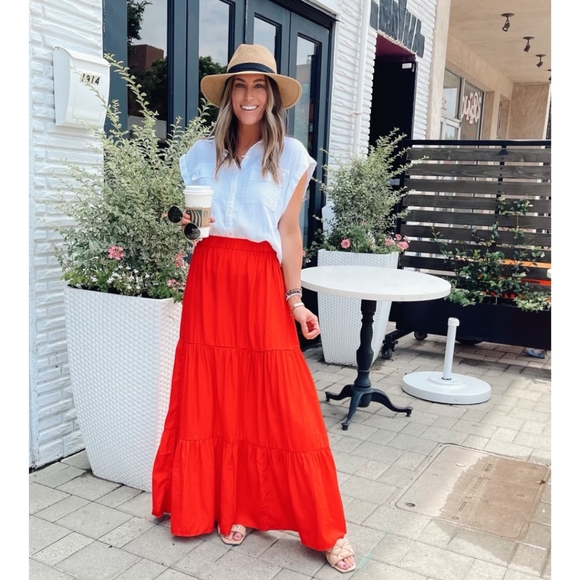 J. Crew Dresses & Skirts - J. Crew Orange tiered maxi skirt.